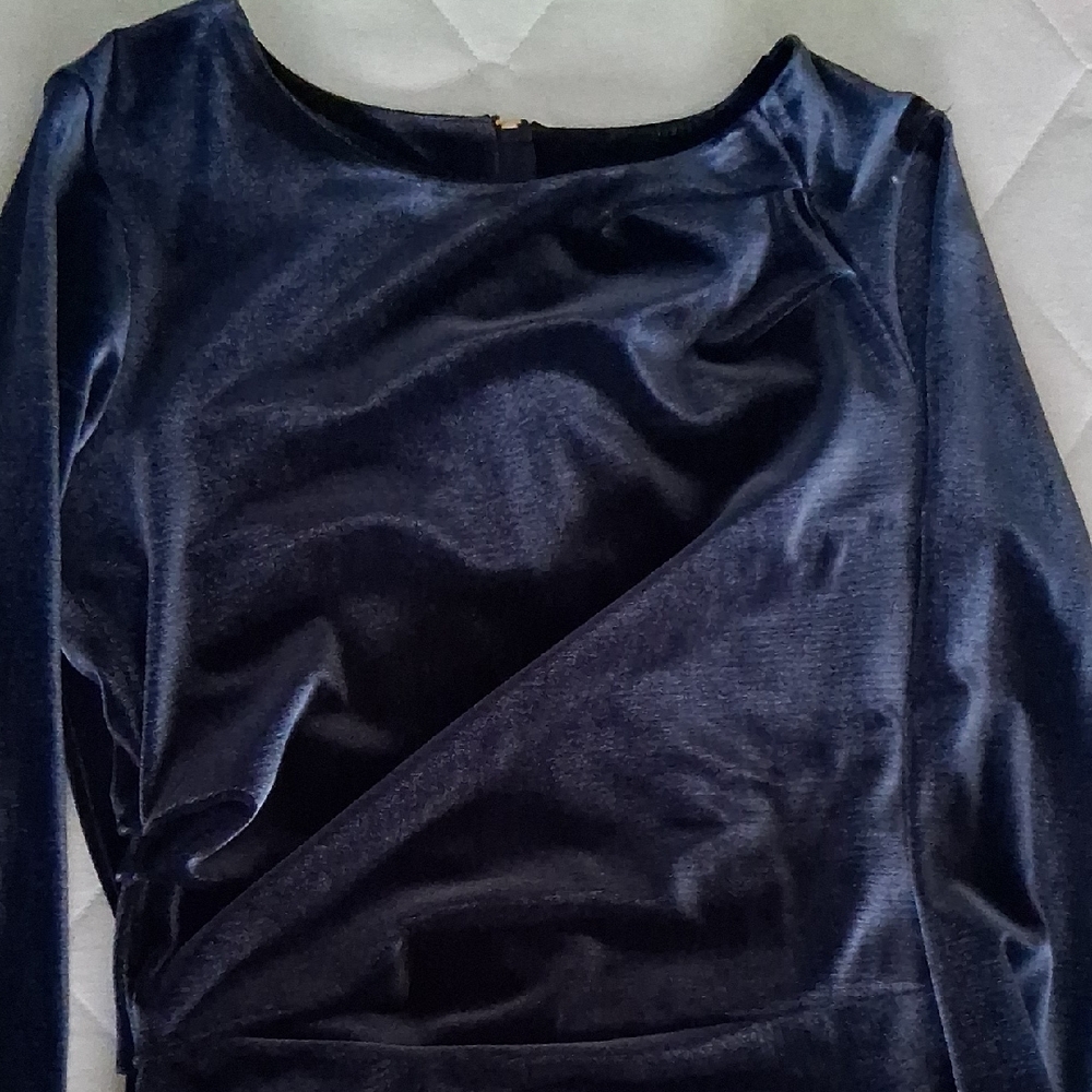 Elegant Navy Blue Velvet Dress